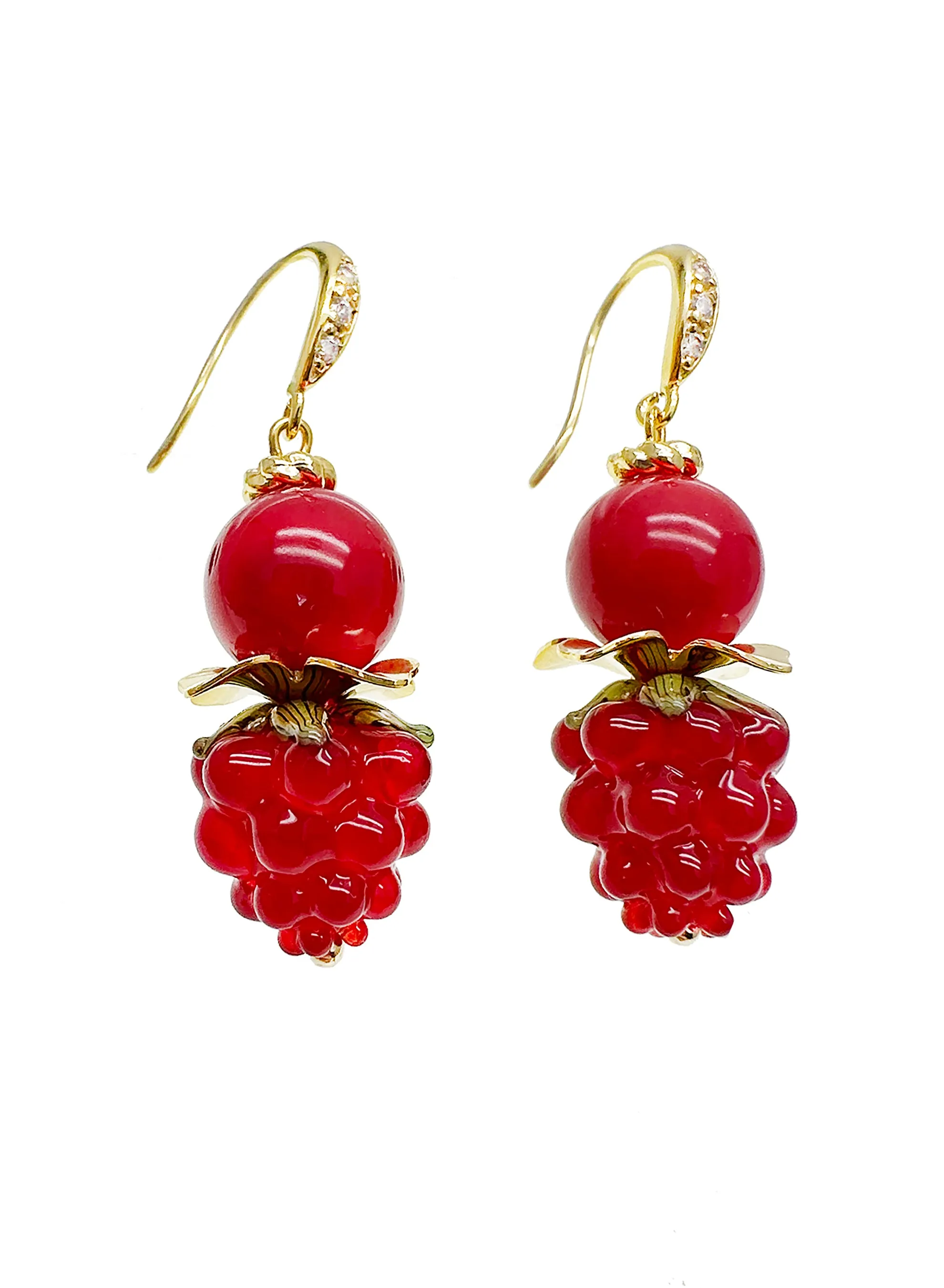 Red Coral with Rasberry Earrings JE002