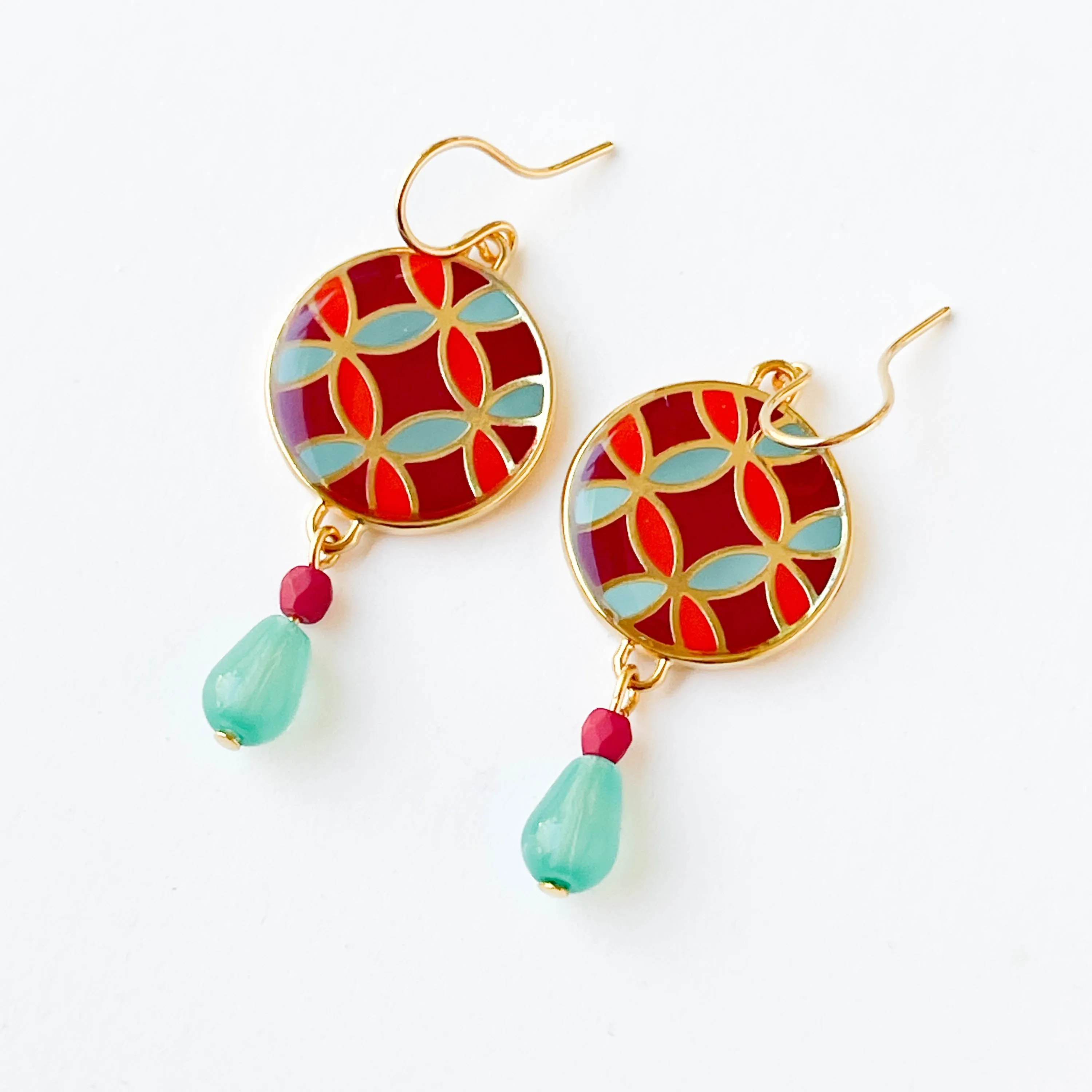 Red Mid-Century Style Earrings - WS