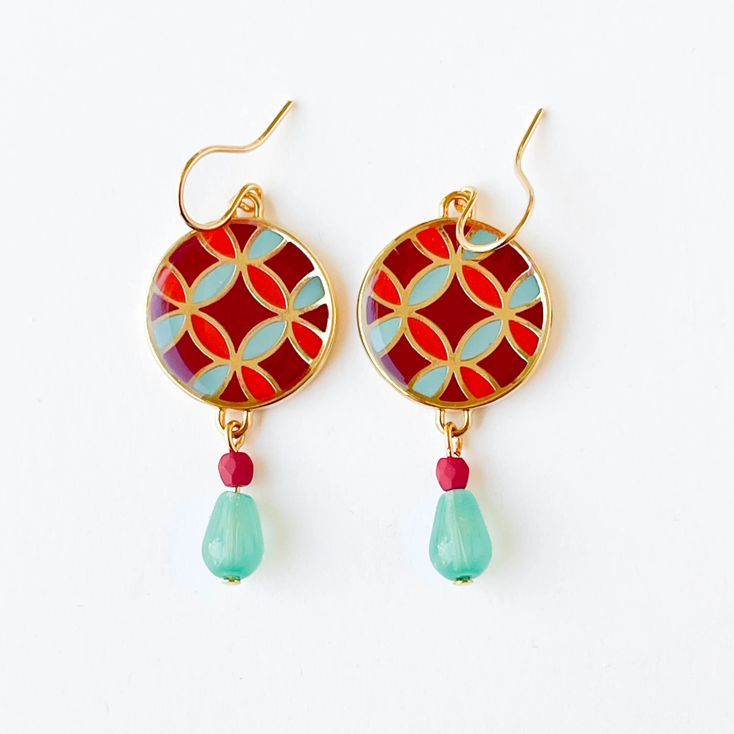 Red Mid-Century Style Earrings - WS