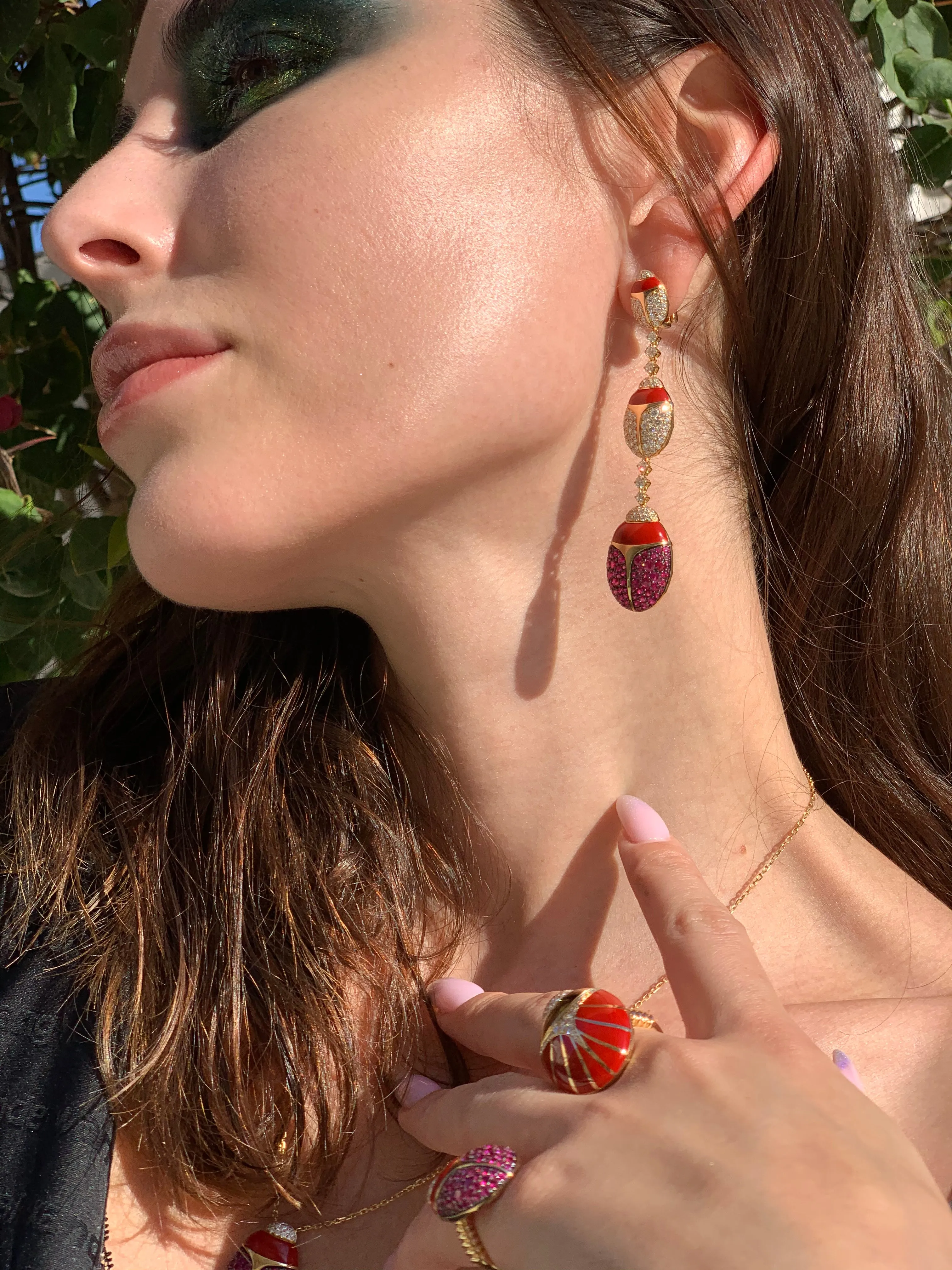 Red Scarab Earrings