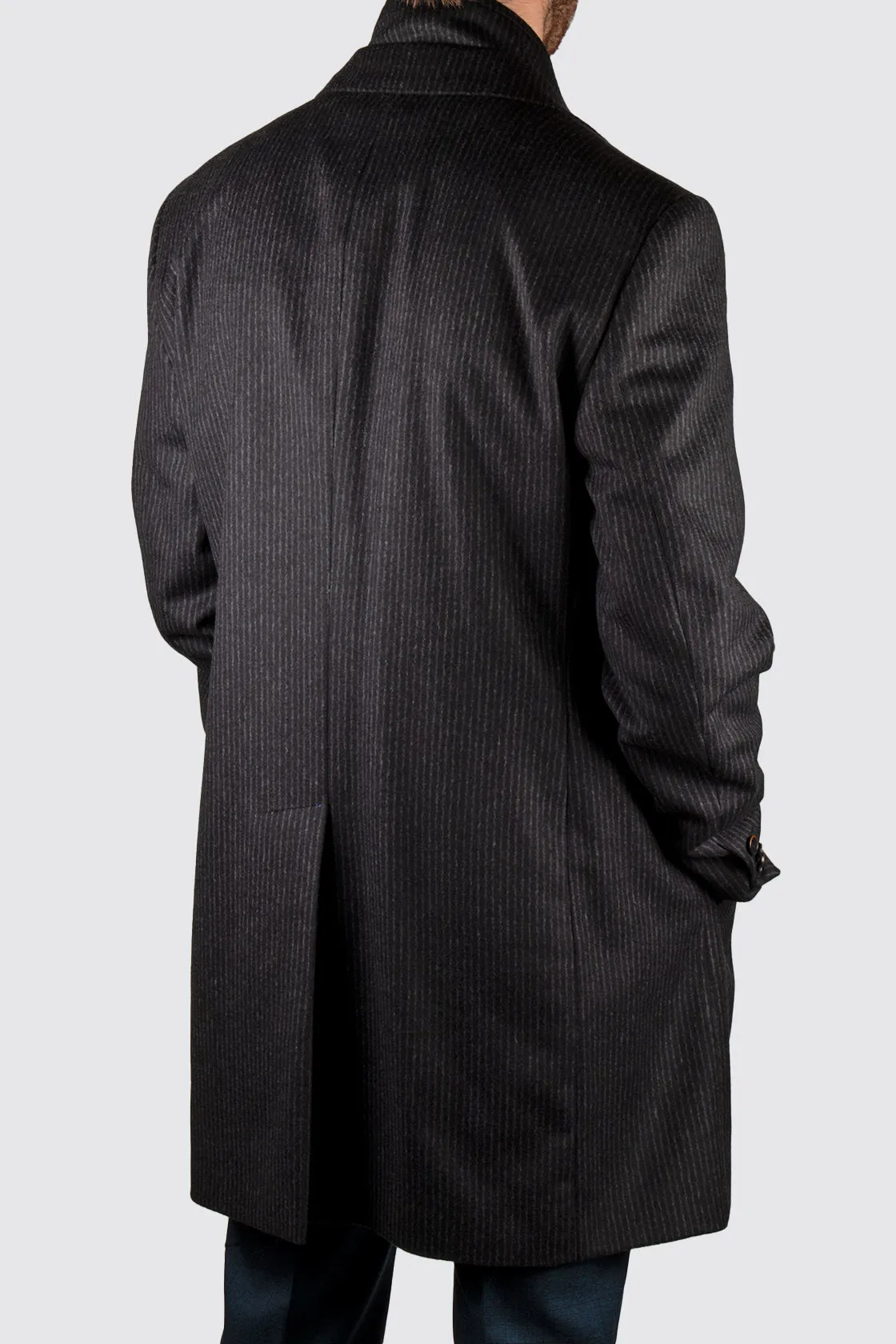 Rembrandt Compton Chalkstripe Overcoat Navy