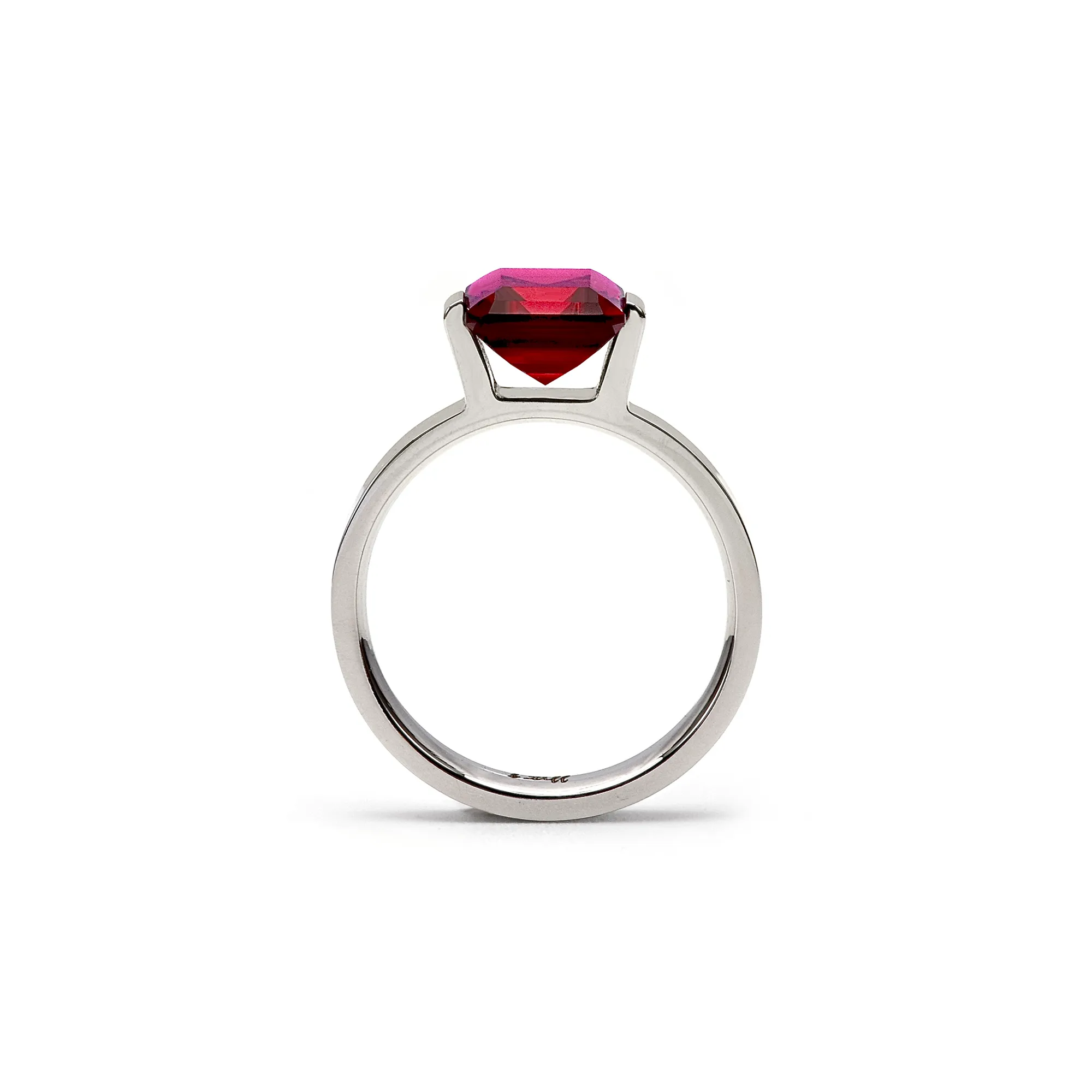 RG210R B.Tiff 3 ct Red Emerald Cut Stainless Steel Engagement Ring