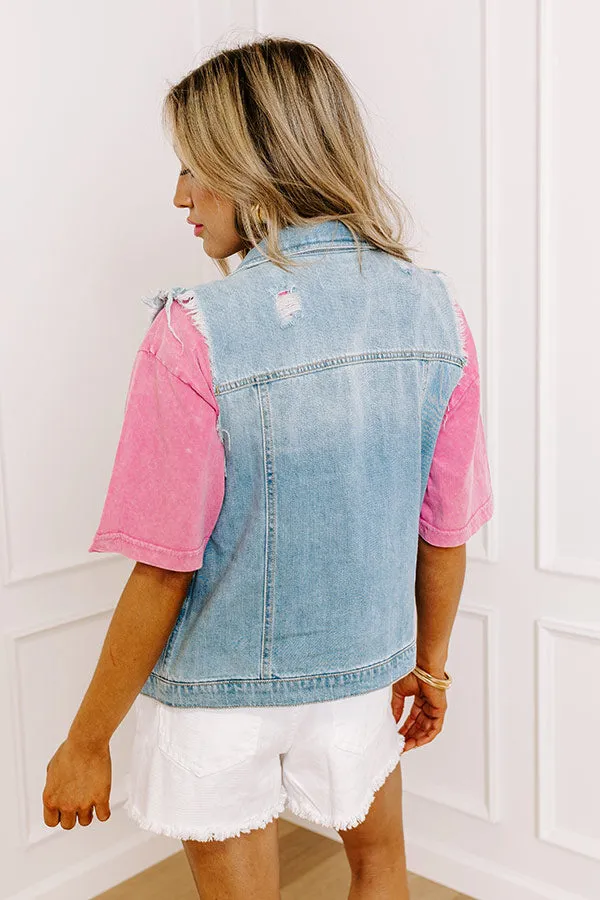 Risen Violet Distressed Denim Vest