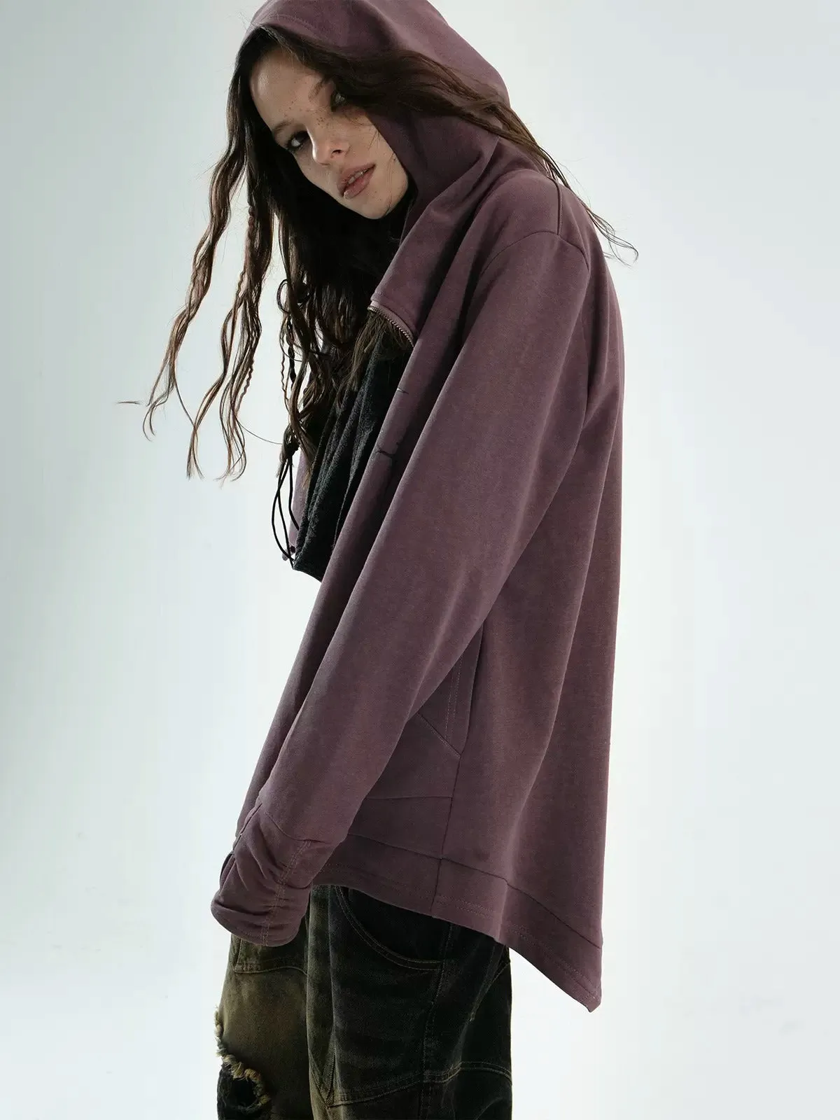 Ruffled Irregular Cut Sweat Jacket
