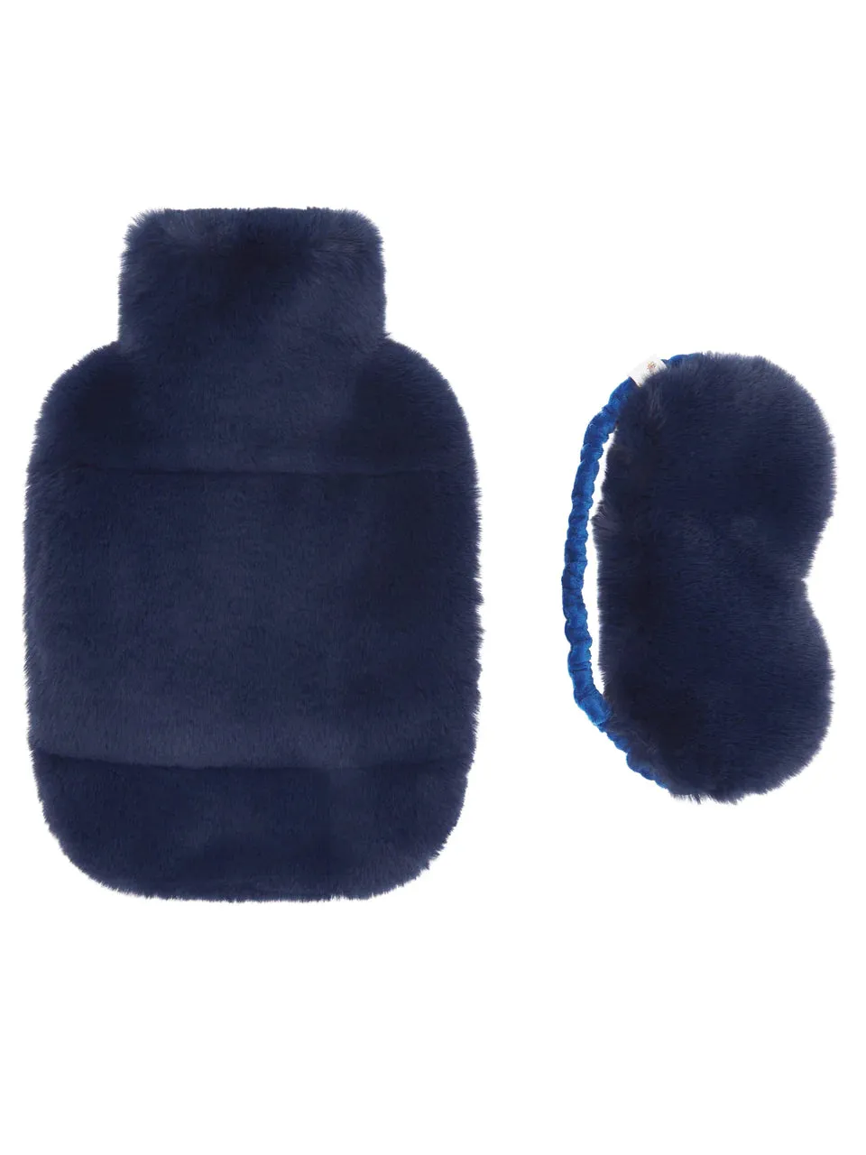 Sacs of Ashbourne   Nooki Faux Fur hot water bottle & eye mask set- Petrol