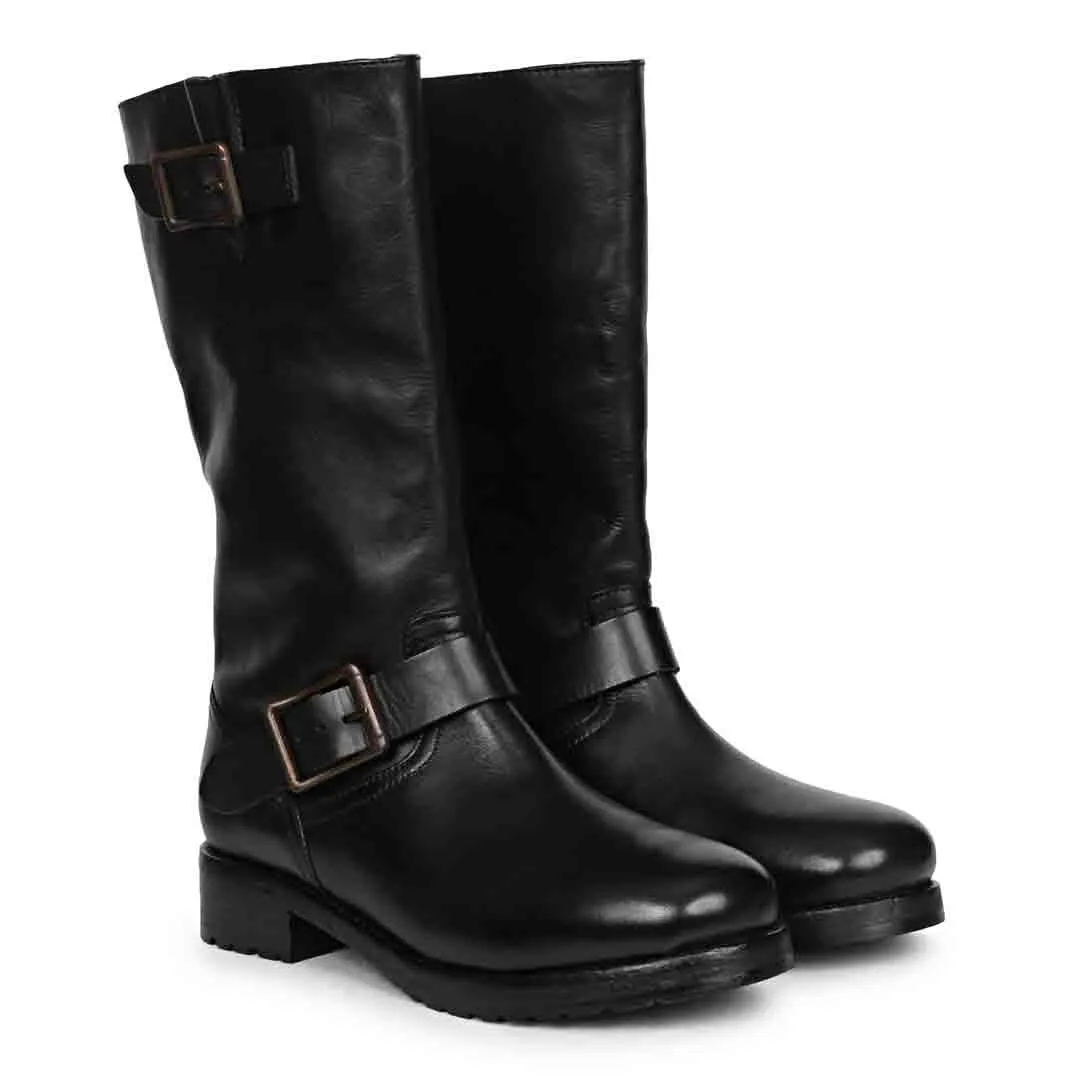 Saint Adette Black Leather Calf Boots