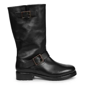 Saint Adette Black Leather Calf Boots