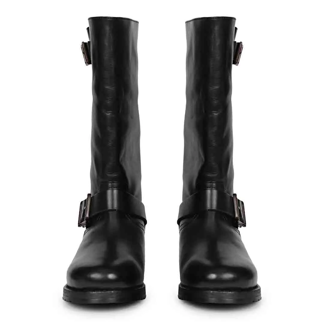 Saint Adette Black Leather Calf Boots