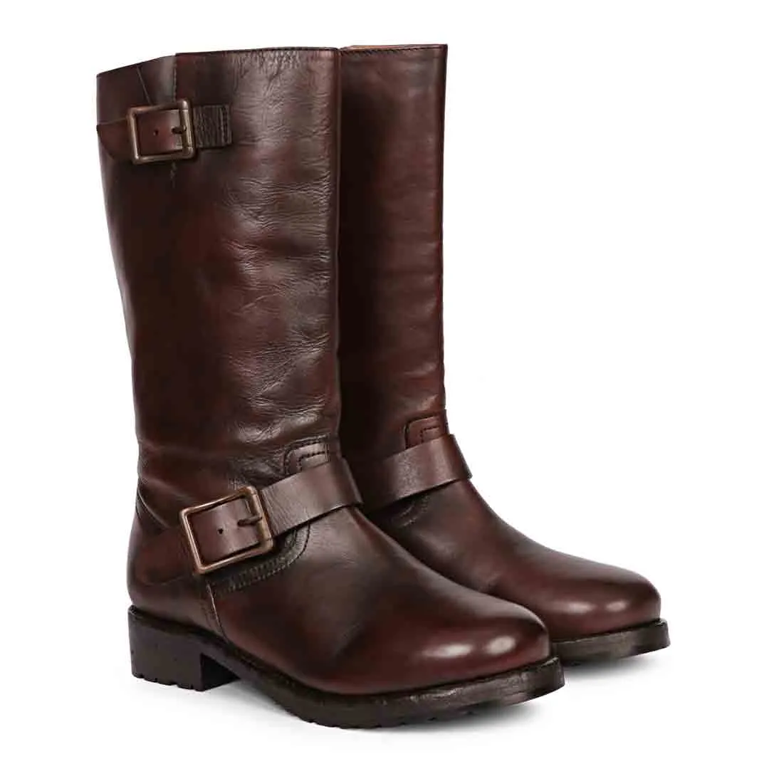 Saint Adette Brown Leather Calf Boots