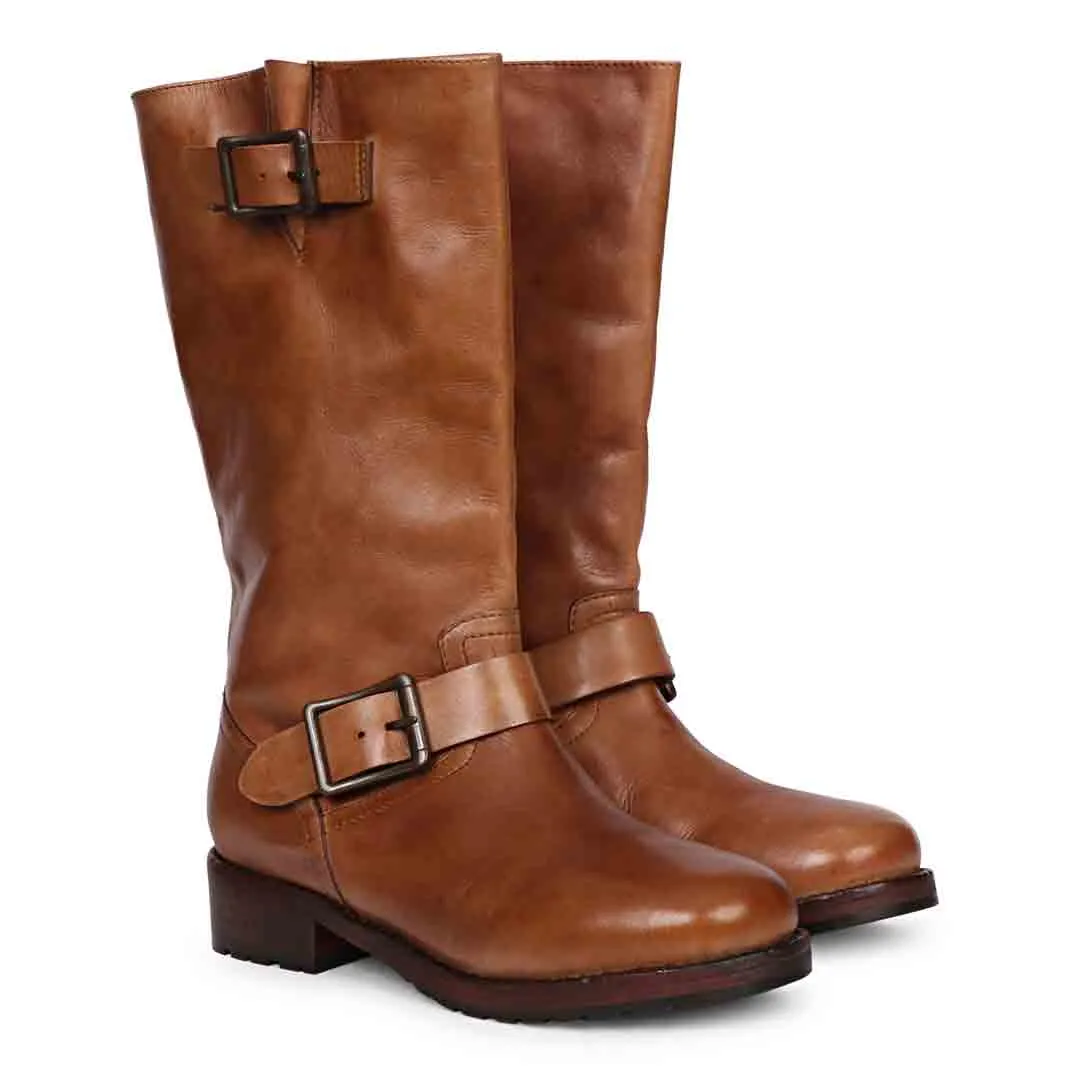 Saint Adette Cognac Leather Calf Boots