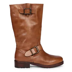 Saint Adette Cognac Leather Calf Boots