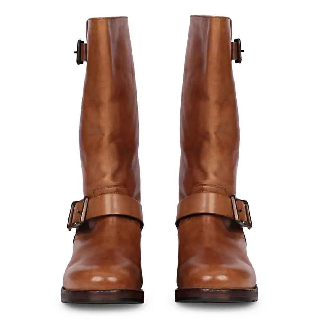 Saint Adette Cognac Leather Calf Boots