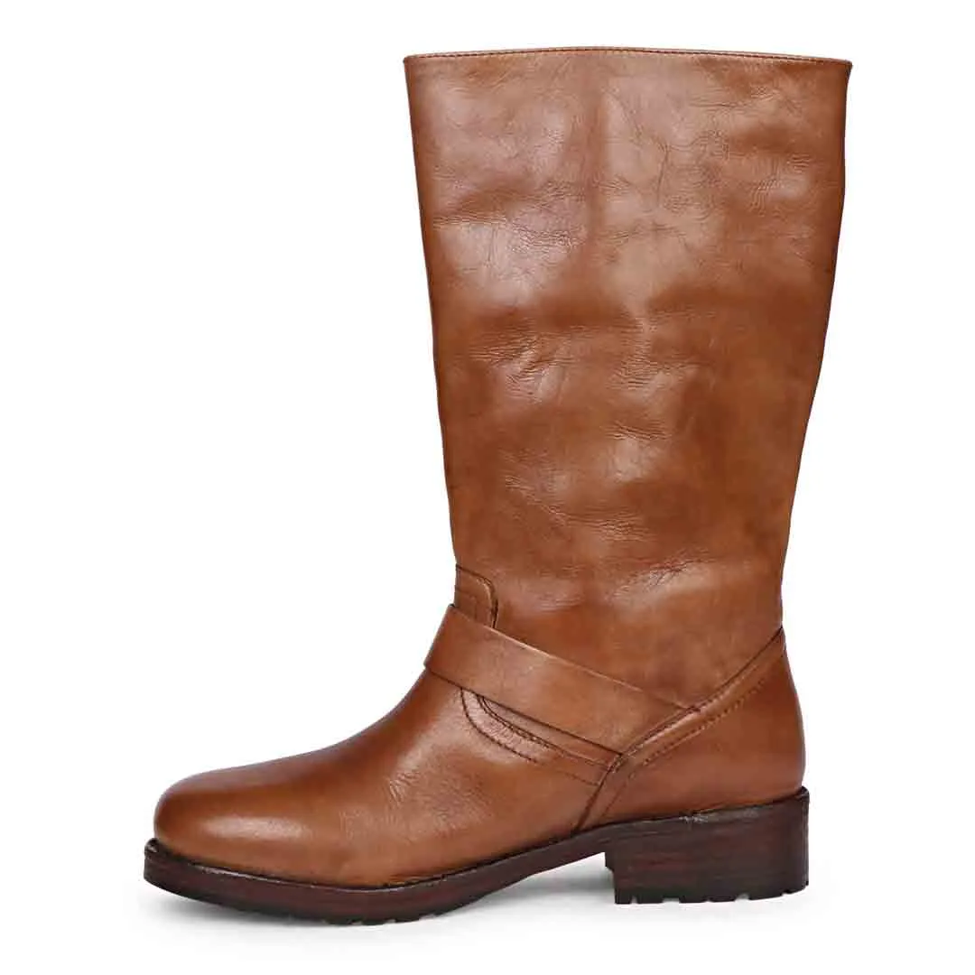 Saint Adette Cognac Leather Calf Boots