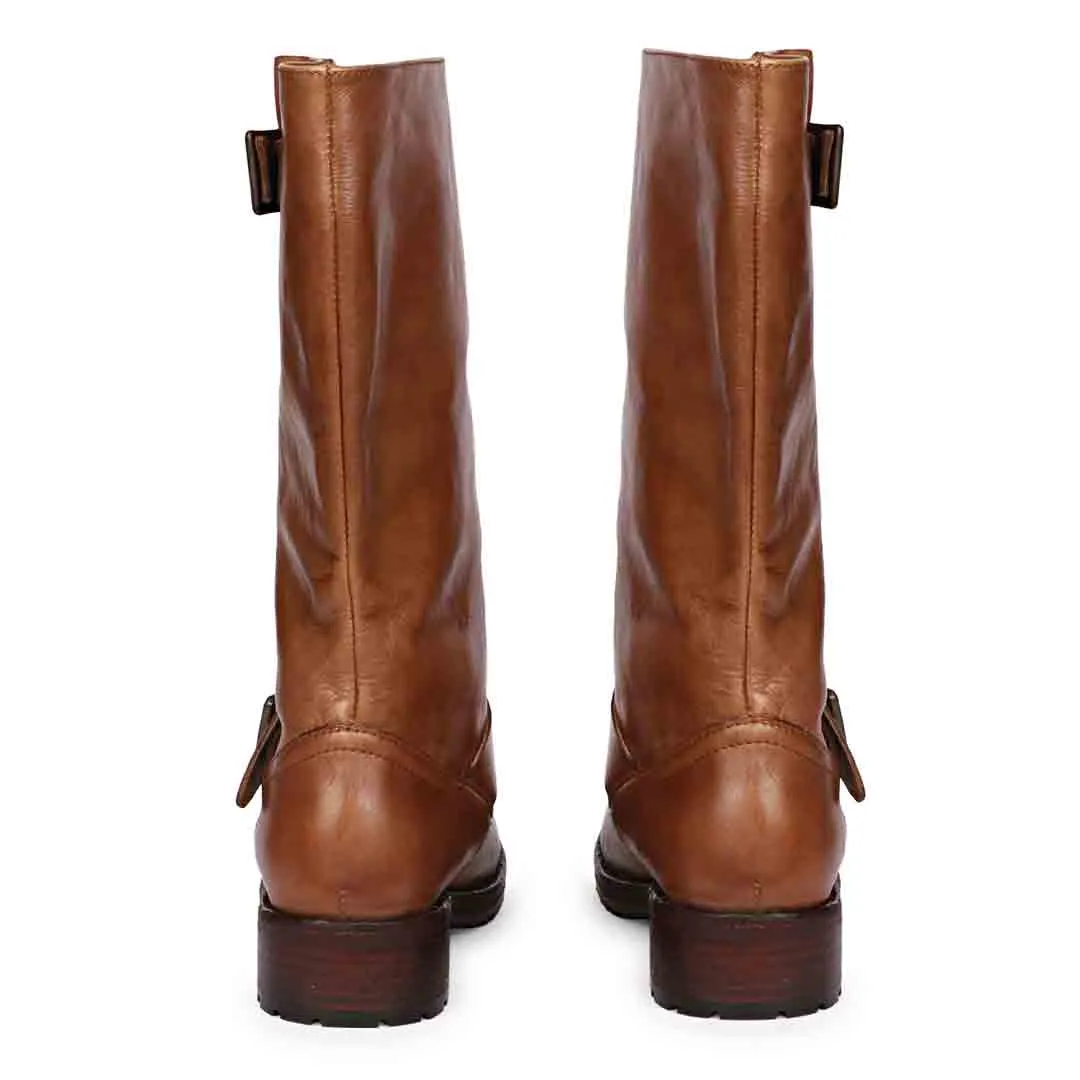 Saint Adette Cognac Leather Calf Boots