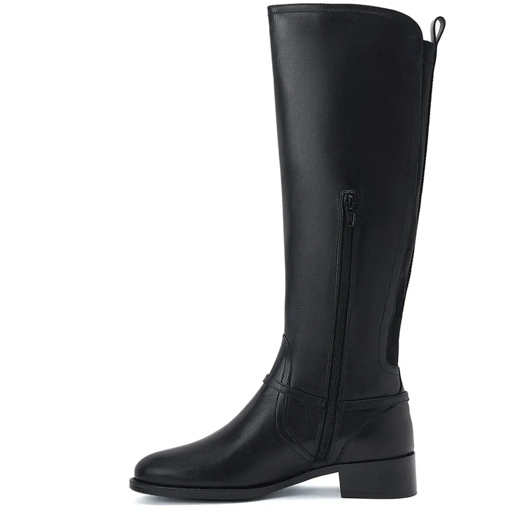 Saint Drusilla Black Leather Knee High Boots