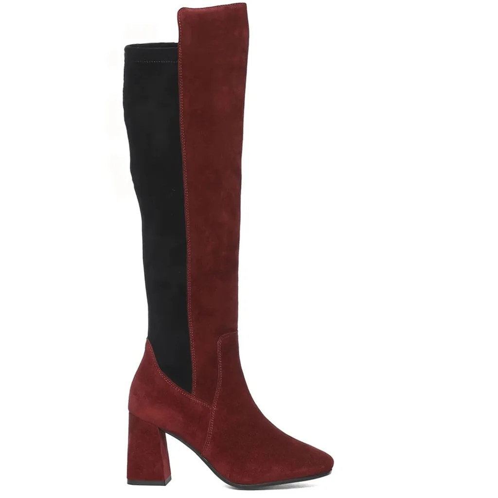 Saint Elexis Maroon Leather Knee High Boots