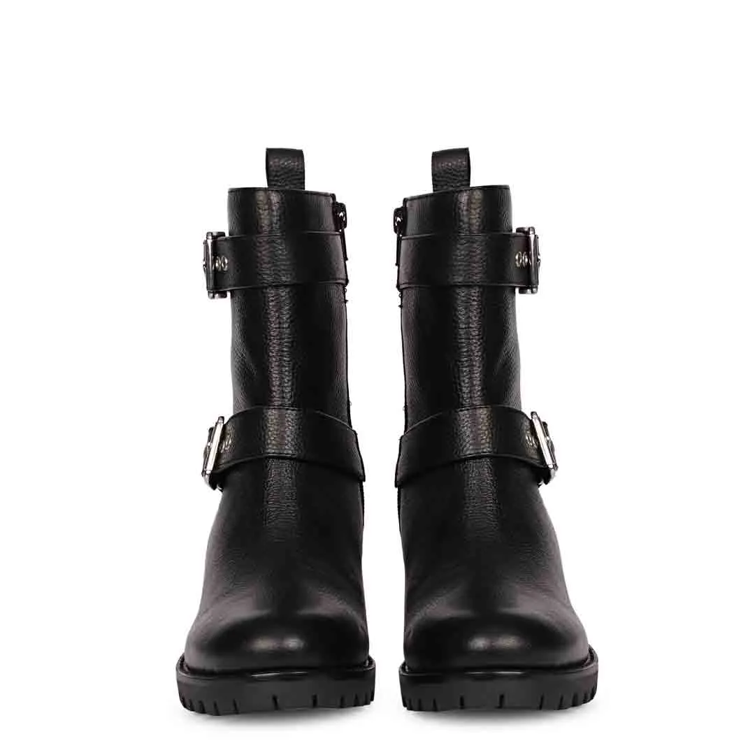 Saint Erika Black Leather High Ankle Boots