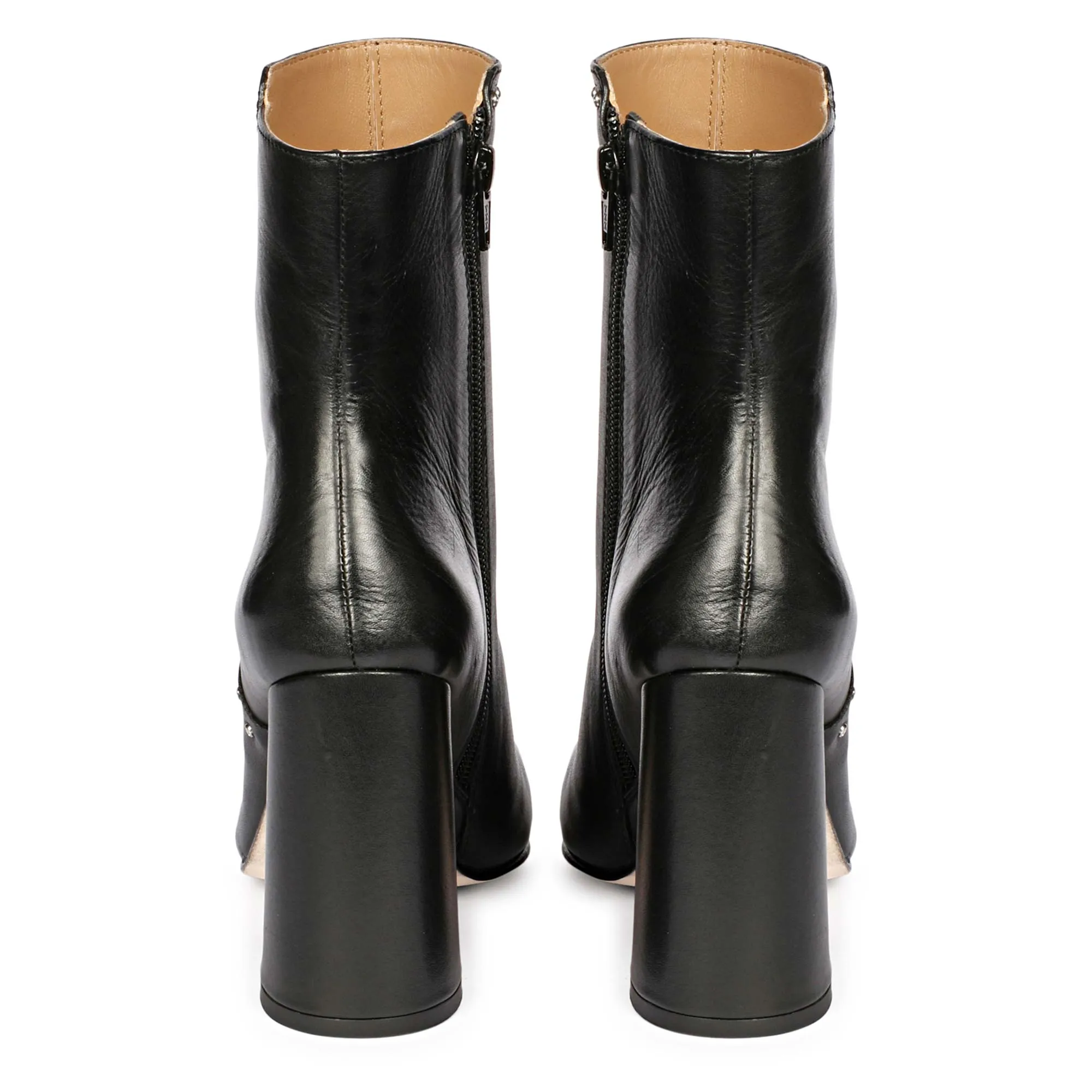 Saint Fia Black Leather Block Heel Boots