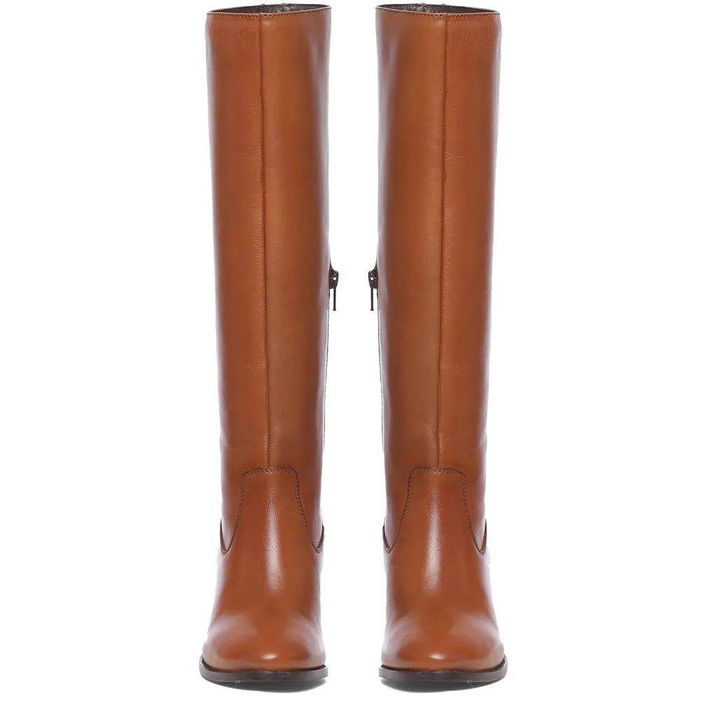 Saint Gillian Tan Leather Knee High Long Boots