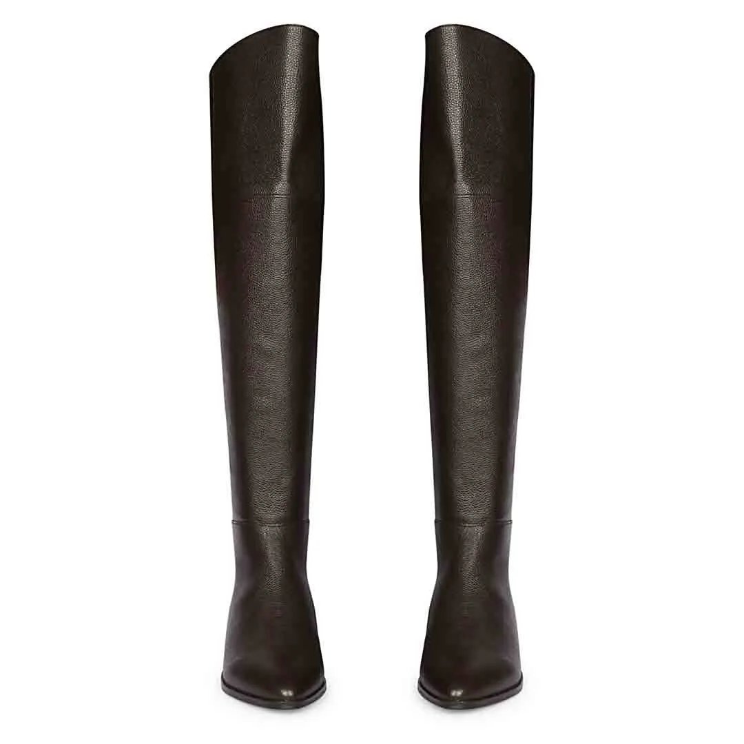 Saint Grace Brown Leather Above The Knee Boots