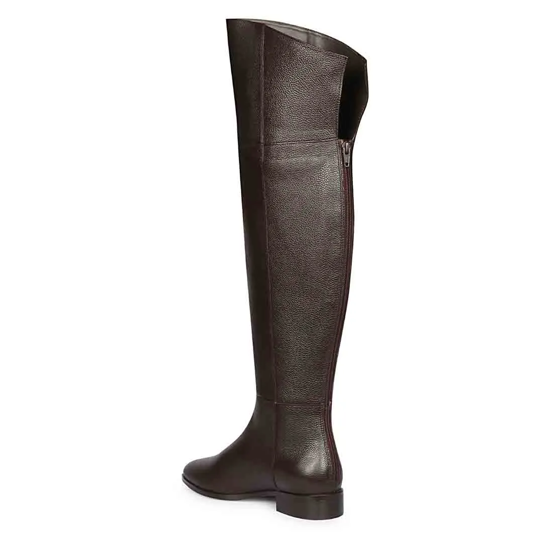 Saint Grace Brown Leather Above The Knee Boots