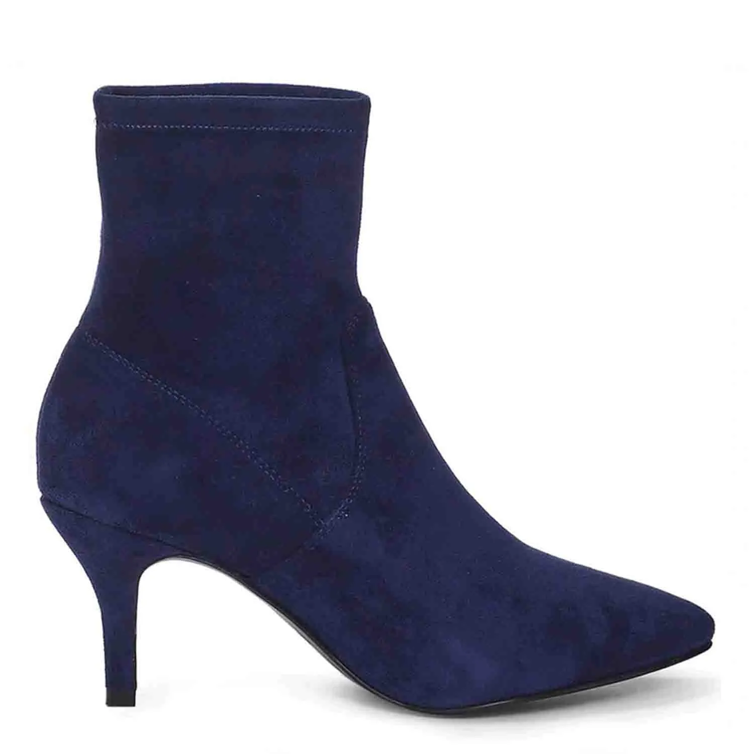 Saint Jemima Blue Stretch Suede Kitten Heel Ankle Boots