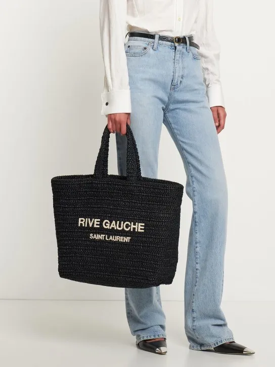 Saint Laurent   Rive Gauche raffia tote bag 