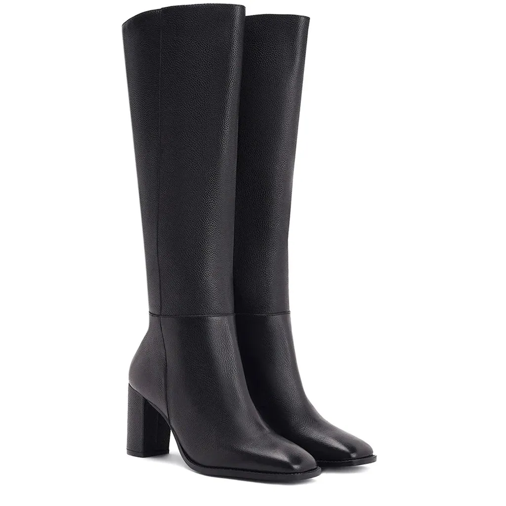 Saint Lia Black Leather Knee High Slouch Boots