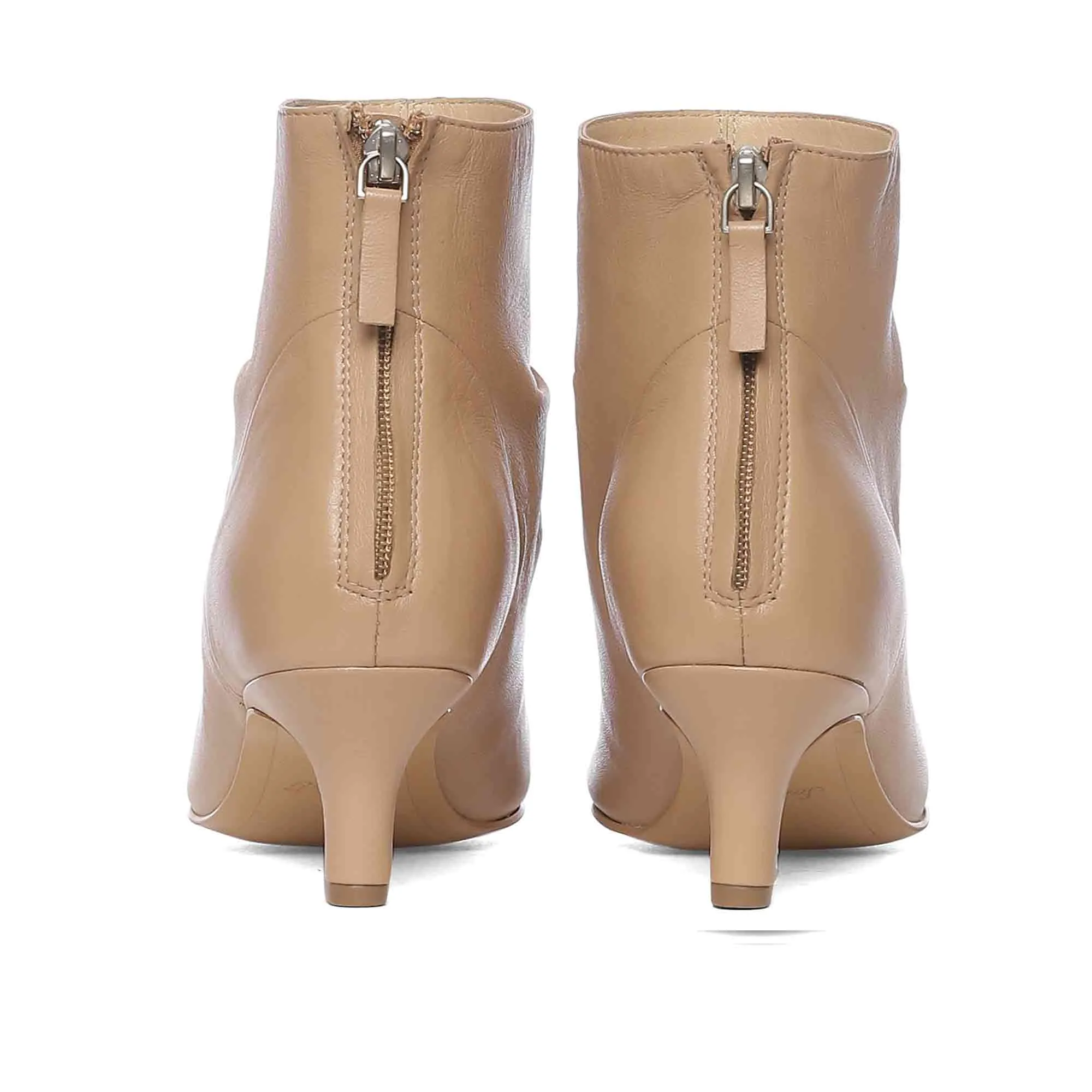 Saint Lovina Nude Slouch Leather Kitten Heel Ankle Boots