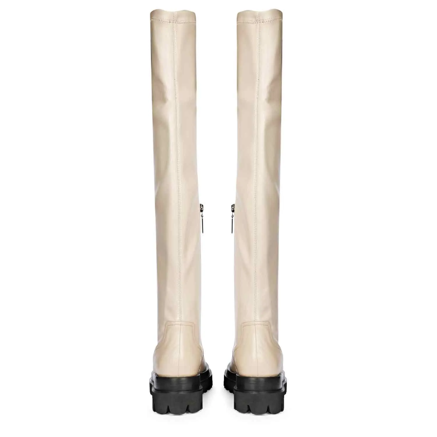 Saint Malia Taupe Stretch Napa Thigh High Boots