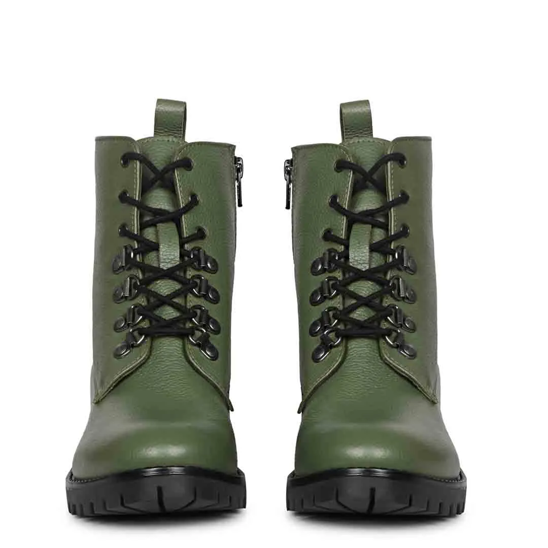 Saint Moira Olive Green Leather Ankle Boots