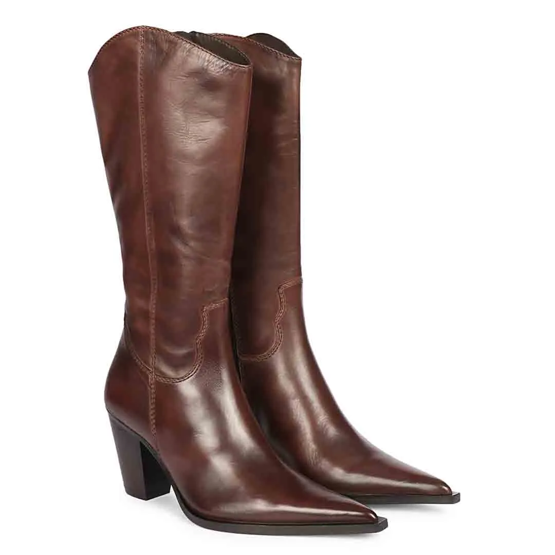 Saint Prune Brown Leather Calf Boots