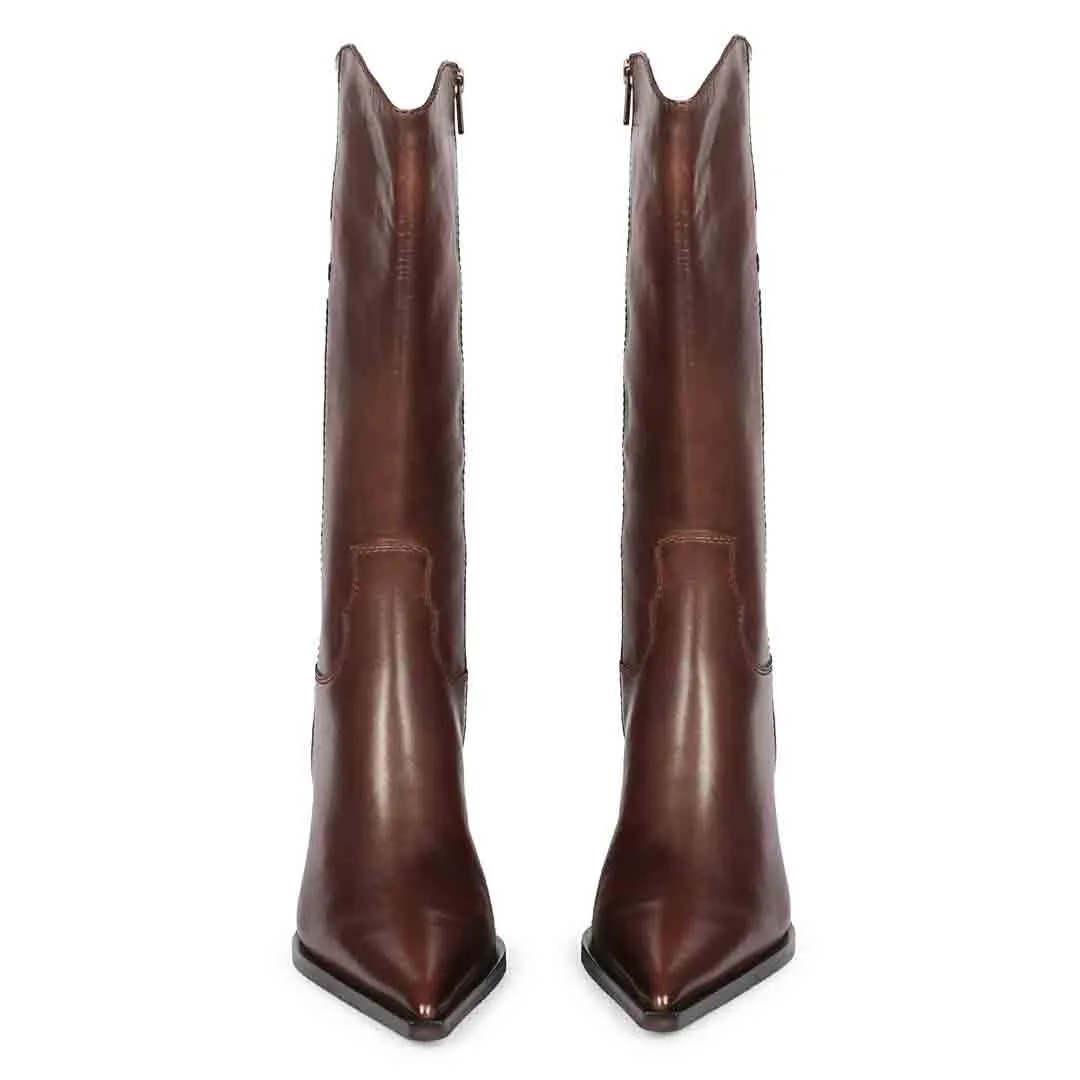 Saint Prune Brown Leather Calf Boots