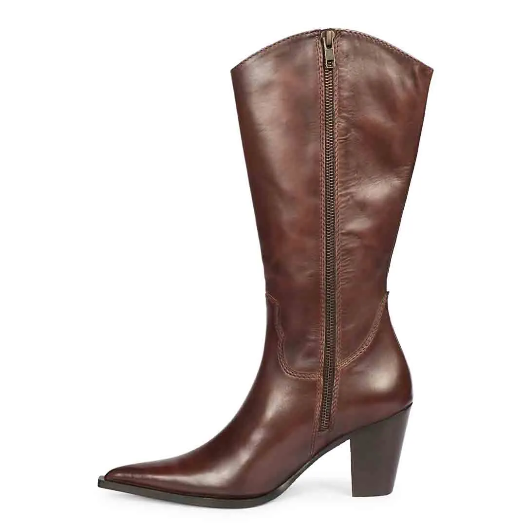 Saint Prune Brown Leather Calf Boots