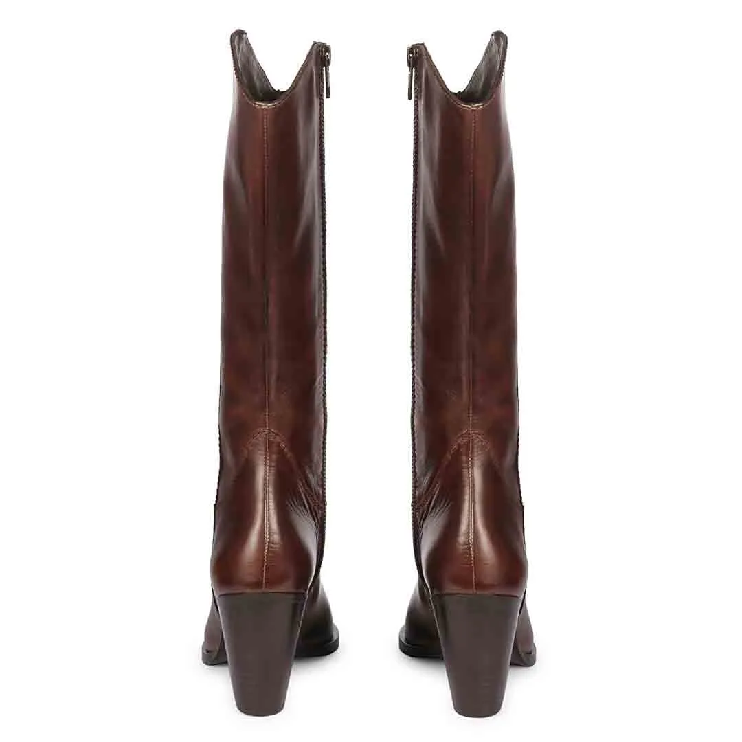 Saint Prune Brown Leather Calf Boots