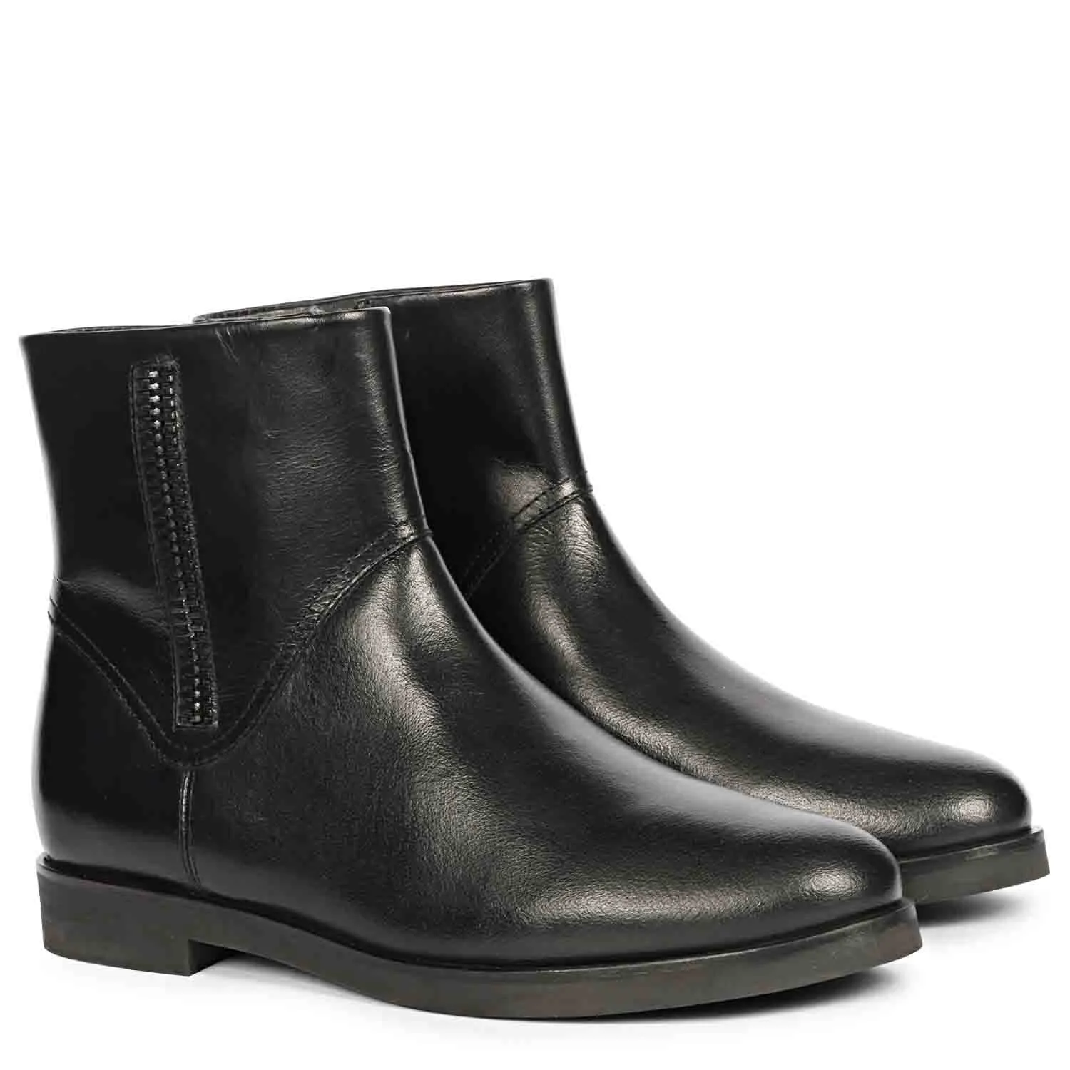 Saint Ryann Black Leather Handcrafted  InSide Zippers Ankle Boots