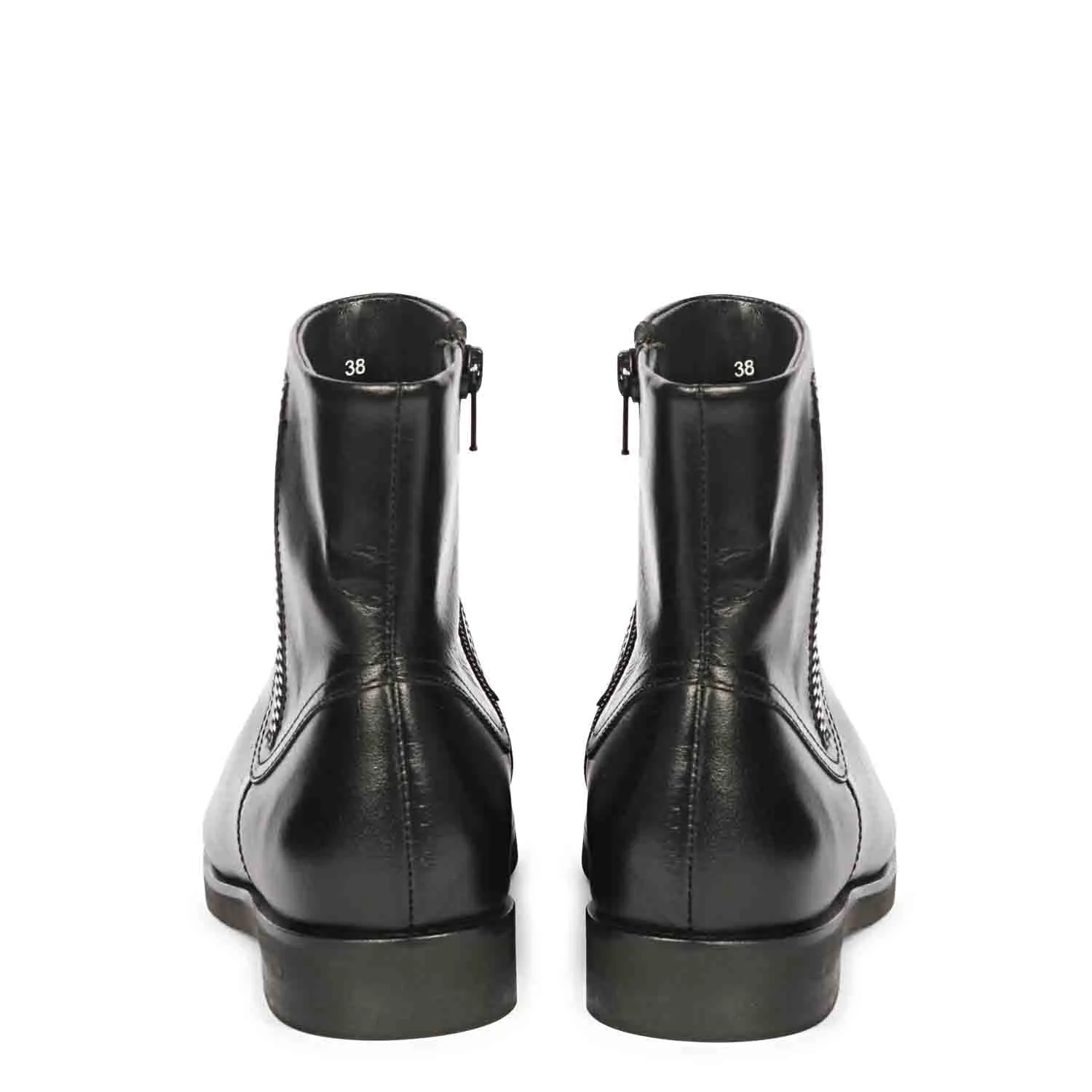 Saint Ryann Black Leather Handcrafted  InSide Zippers Ankle Boots