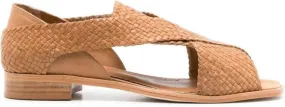 Sarah Chofakian cross-strap flat sandals Brown