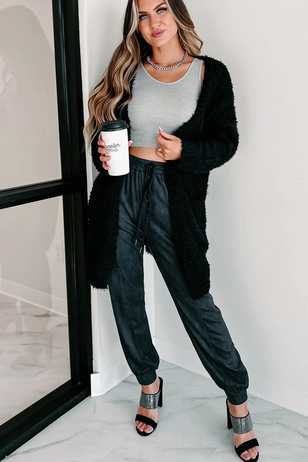 Say You'll Stay Open Front Cardigan (Black)