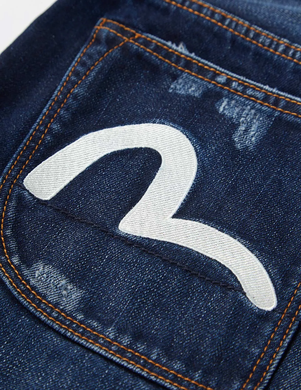 Seagull Appliqué Distressed Regular Straight Fit Jeans #2008