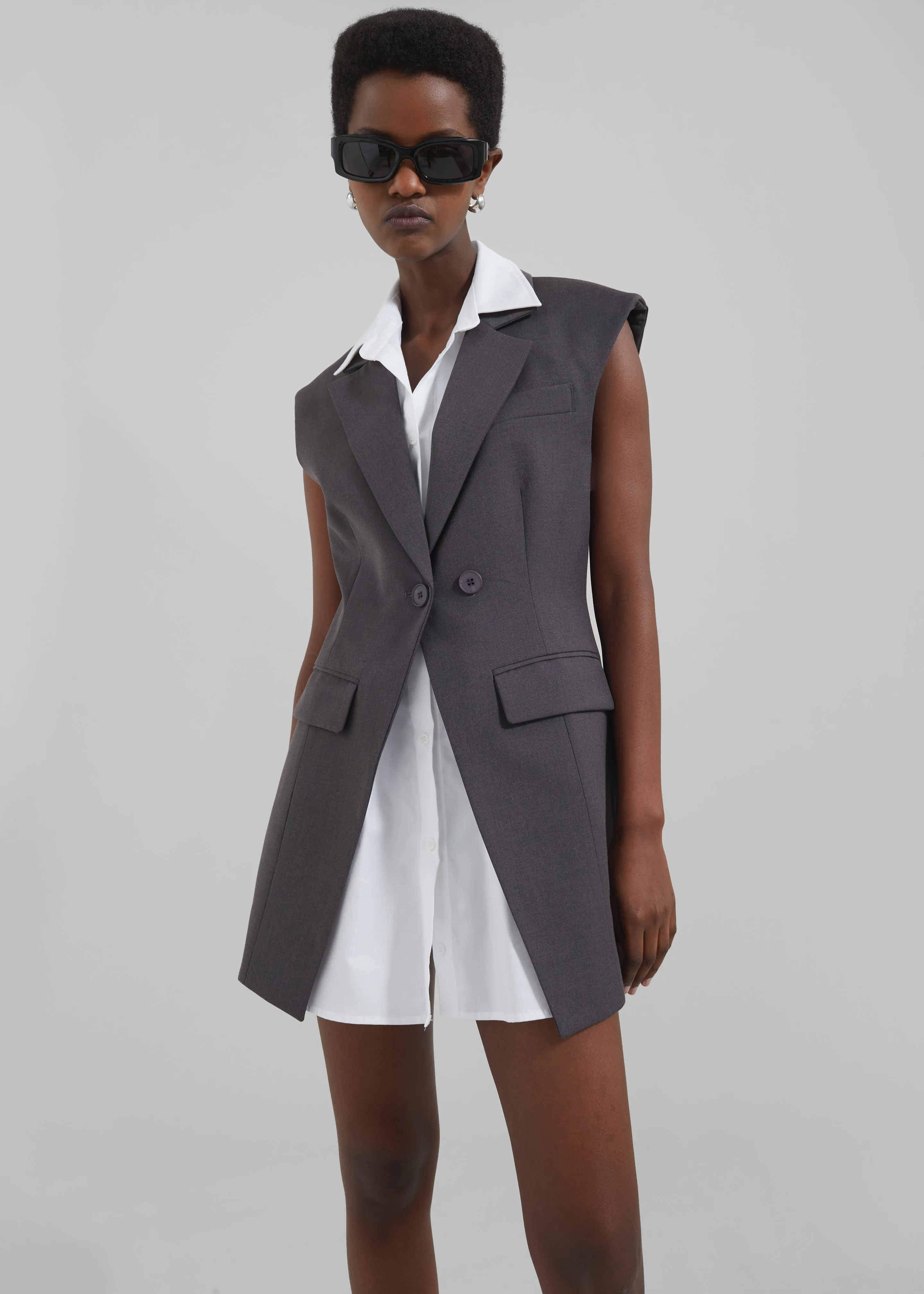 Shari Layered Vest - Charcoal