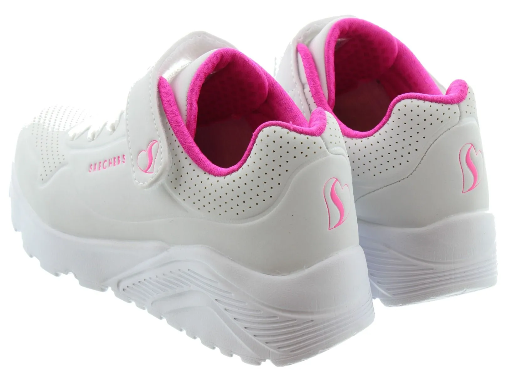 SKECHERS Kids 310451L Uno Lite Machine Washable Trainers In White/ Pink