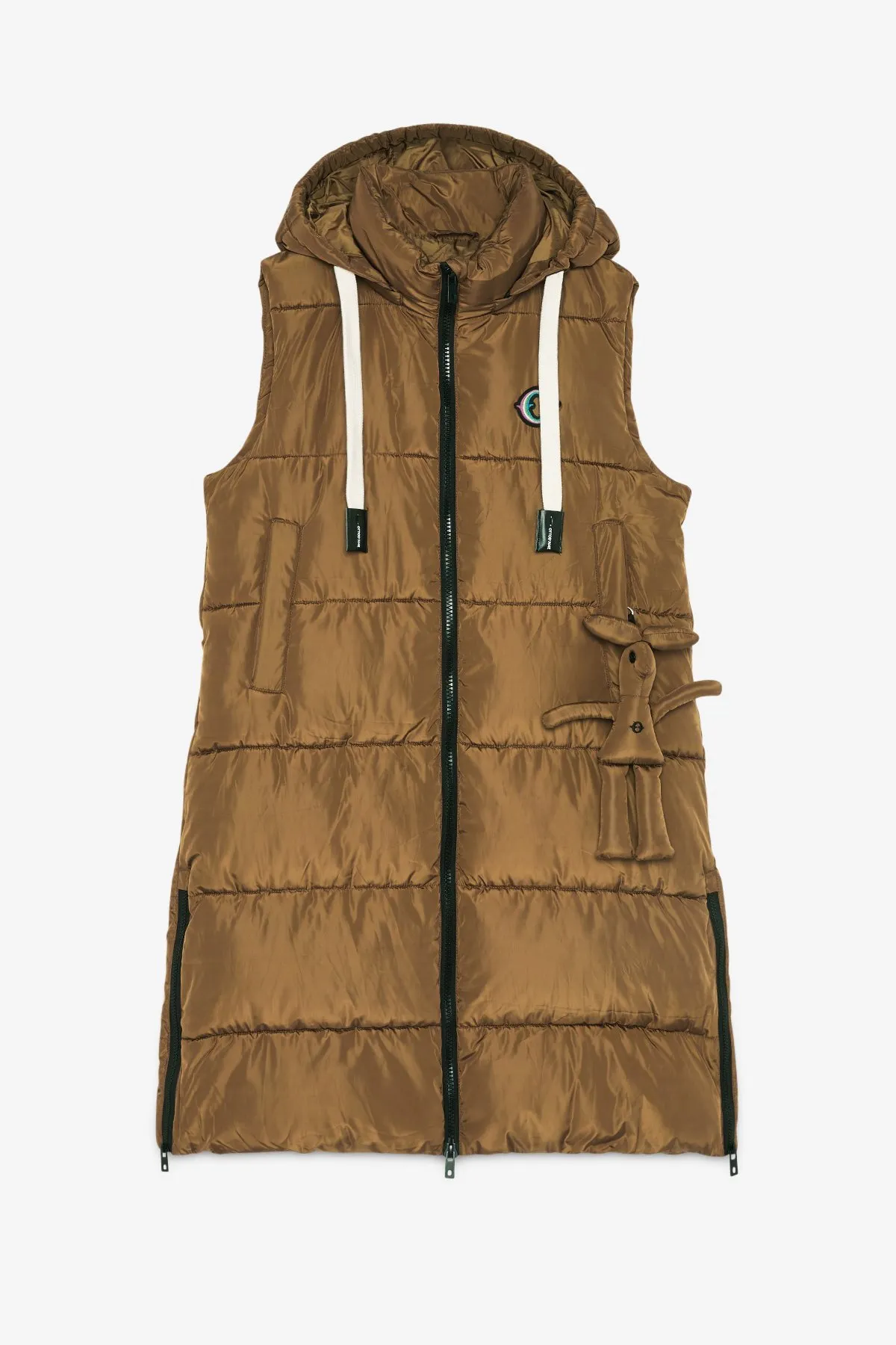 Sleeveless puffer midi jacket