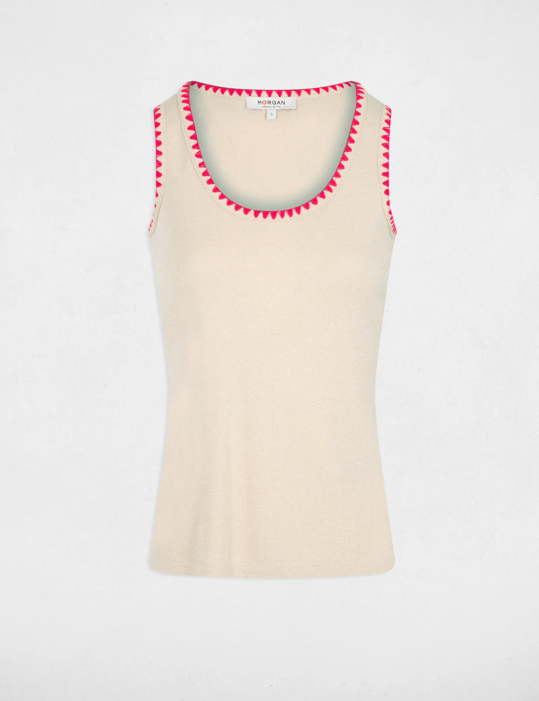 Sleeveless vest top beige women