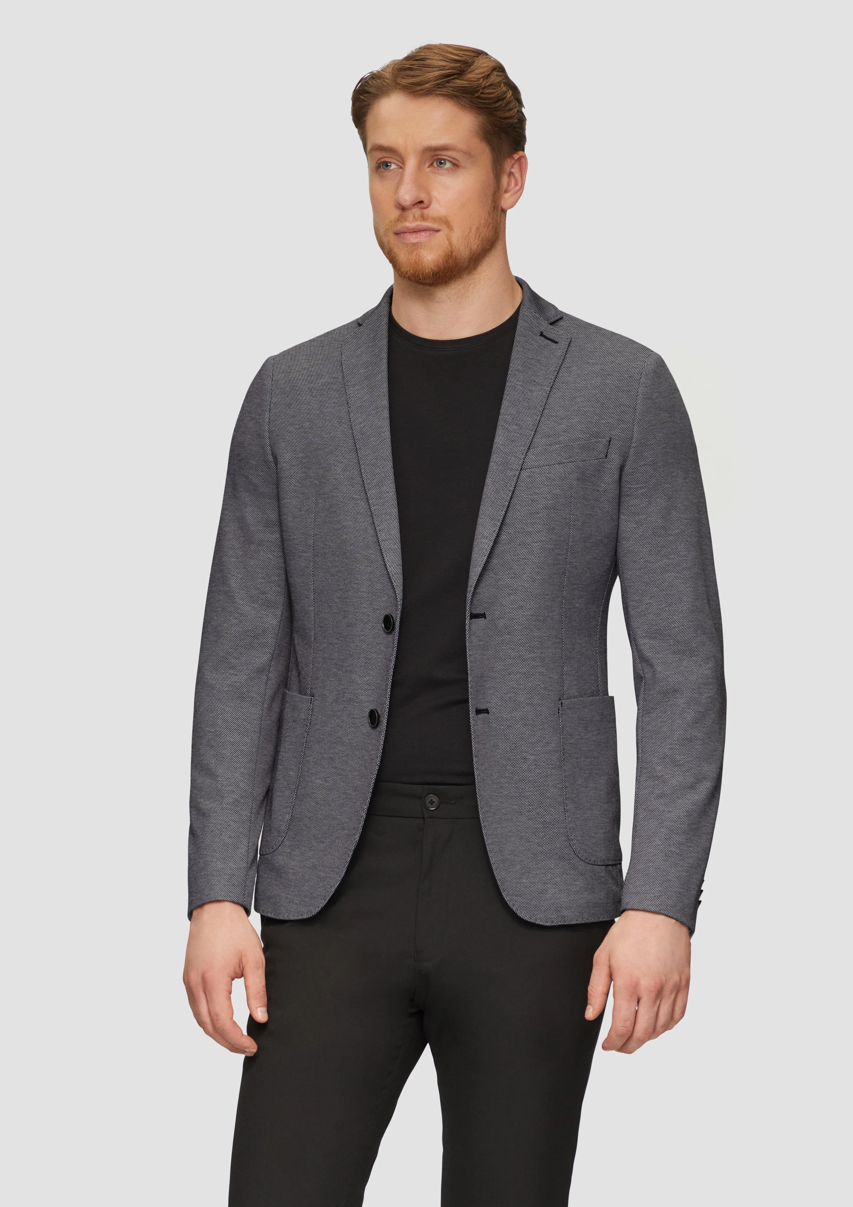 s.O JOGG: two-tone suit jacket made of piqué jersey