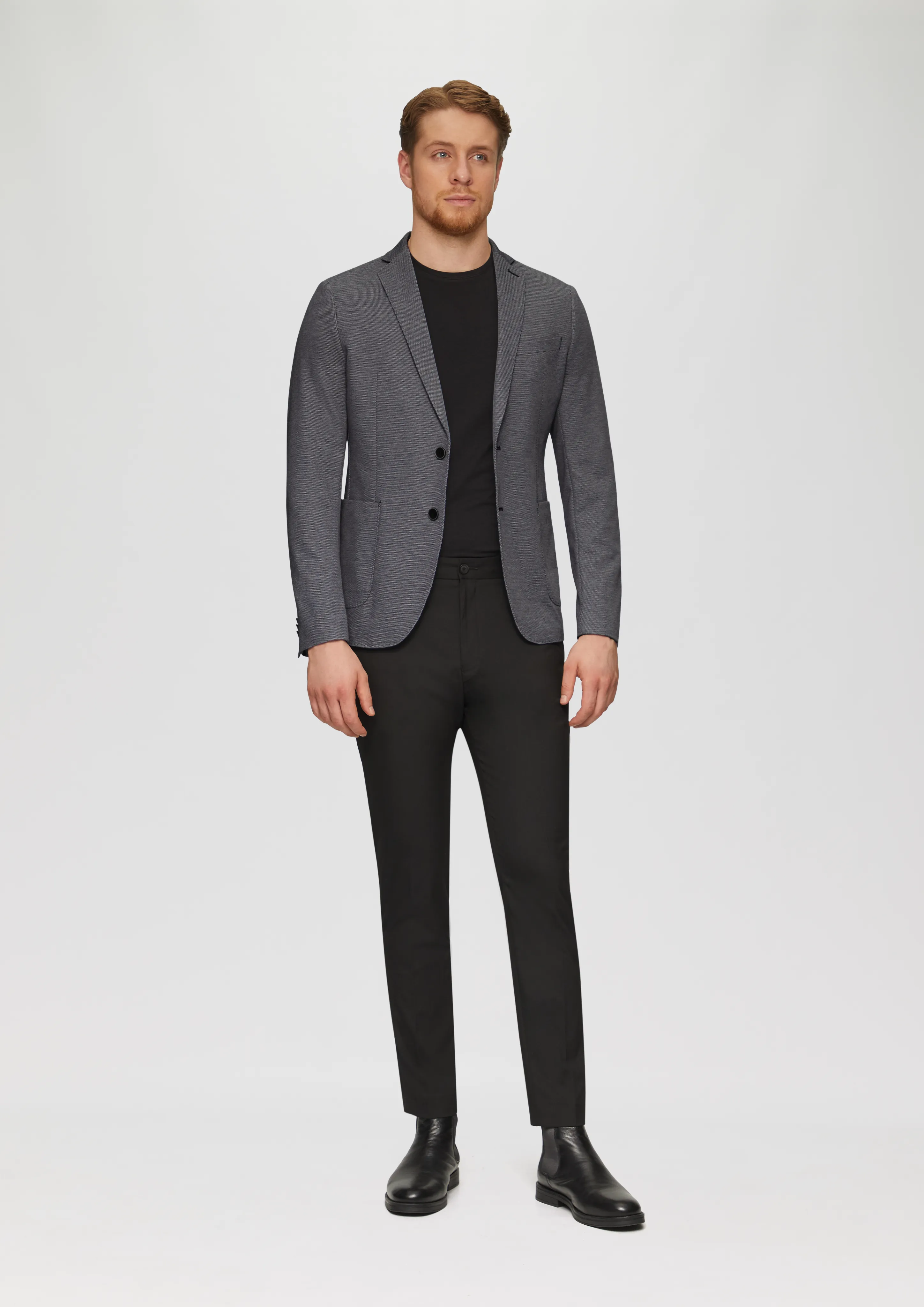 s.O JOGG: two-tone suit jacket made of piqué jersey