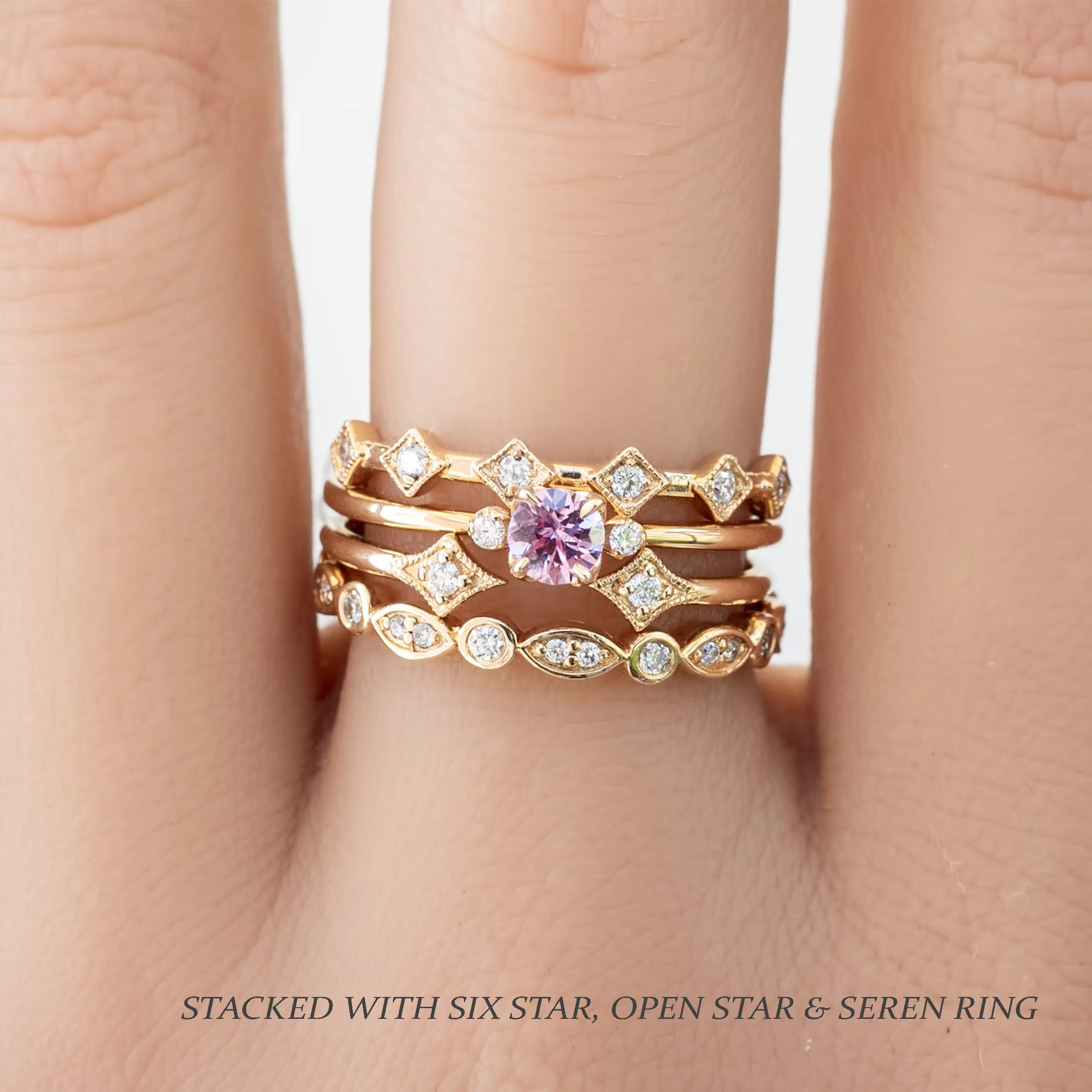 Sofia Ring 4mm 0.35ct Pink Umba Sapphire, 14K Yellow Gold