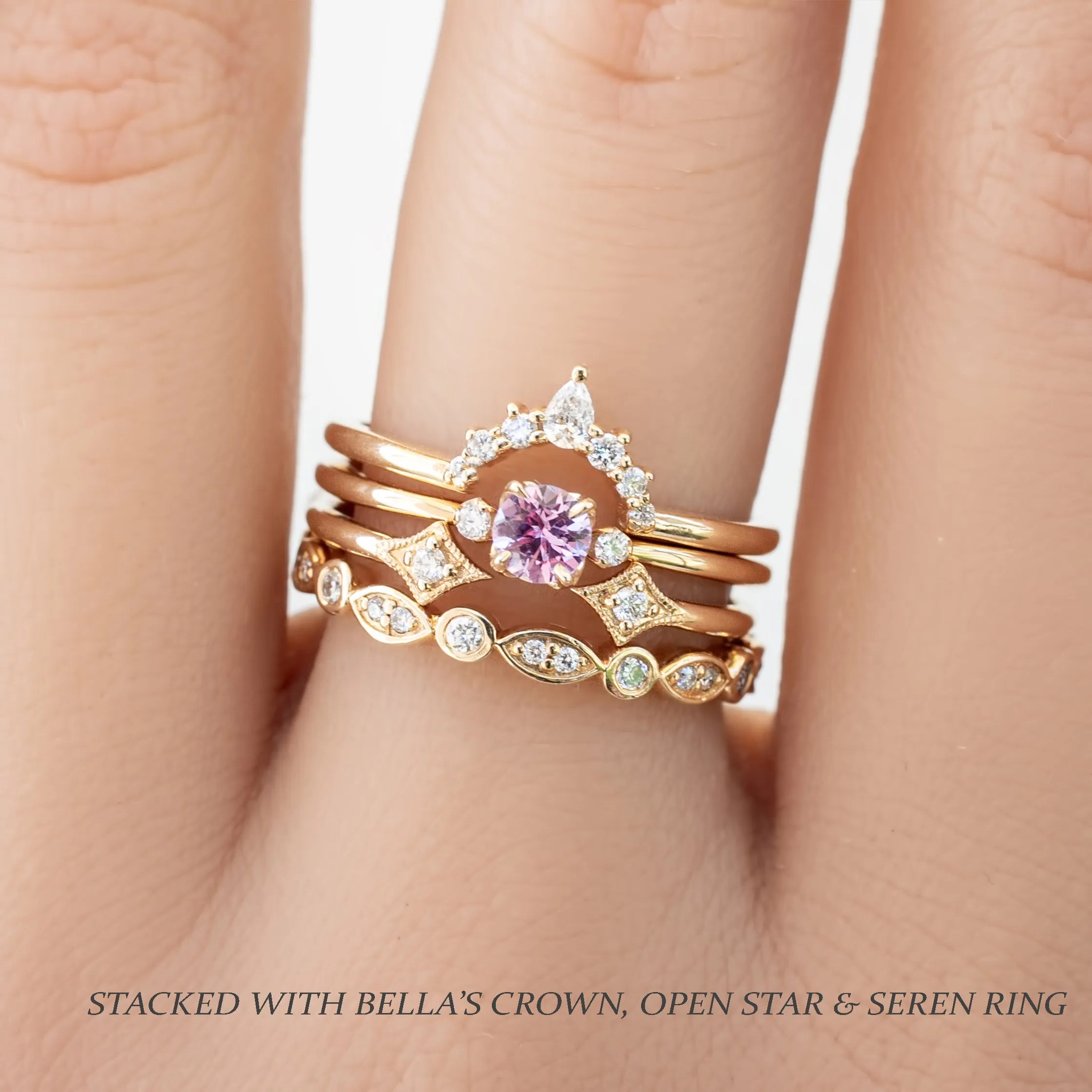 Sofia Ring 4mm 0.35ct Pink Umba Sapphire, 14K Yellow Gold