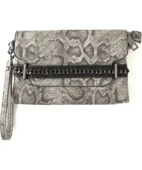 Sondra Roberts Vegan Animal Print Clutch In Gray
