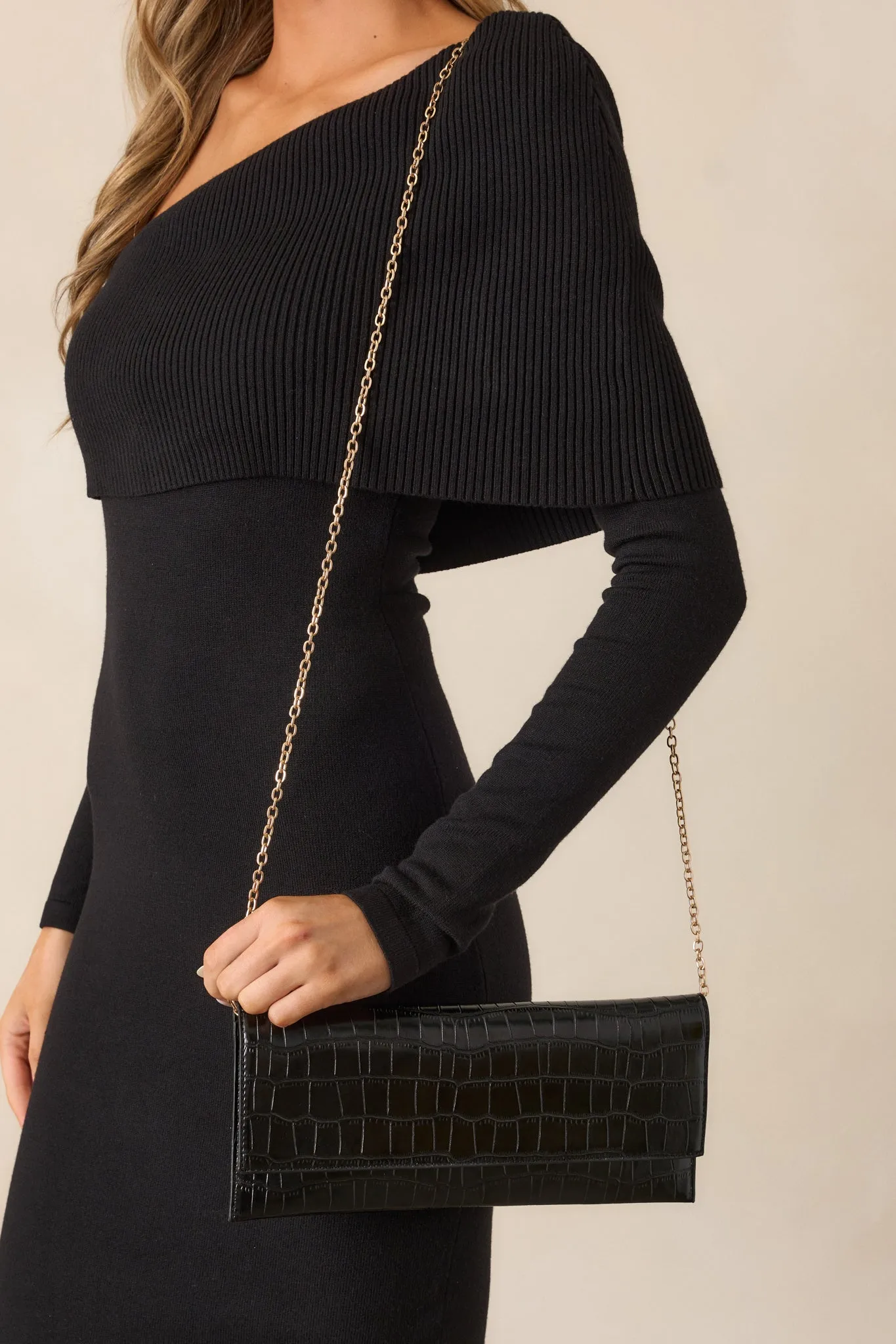 Spirit of Euphoria Black Faux Croc Clutch